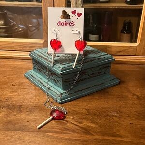Claire's Vibrant Red Heart Jewelry Set